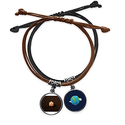 Pulsera de cuero tierra con dados personalizados fotos cuerda de mano ajustable