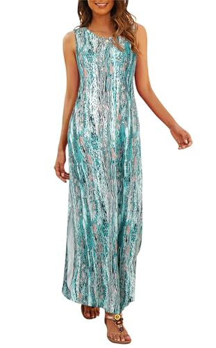 Hount Women's Casual Summer Sleeveless Dress Loose Split Maxi Dresses with Pockets