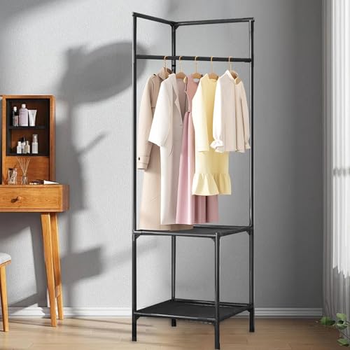 Étagère à chaussures multifonction et dressing d'angle en métal pour rangement buanderie