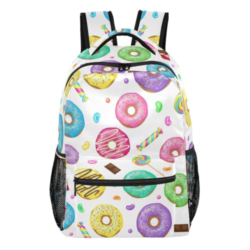 Sac à dos d'école blanc beignets compact taille S contre le mal de dos enfant