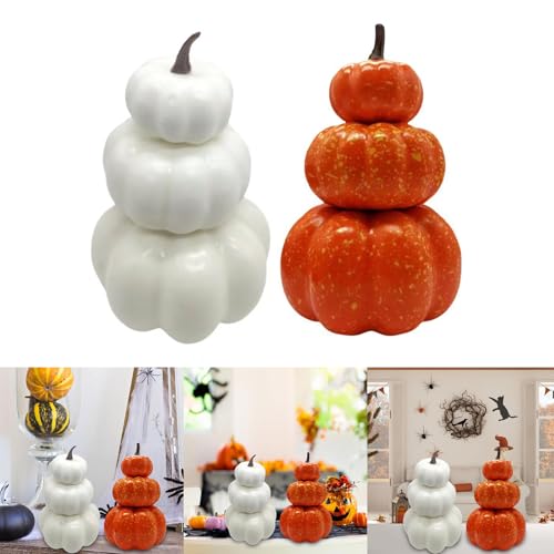 QIYUDUOLA Foam Artificial Pumpkin Halloween Artificial Craft White/Yellow Pumpkin Garden Supply Desk Home Figures Decorations