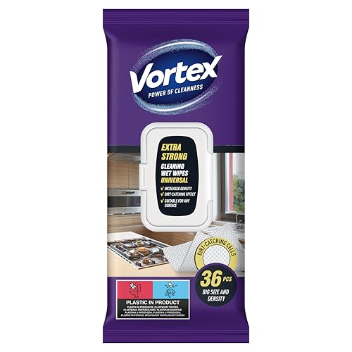Lingettes humides jetables multi-surfaces VORTEX lot de 36 pièces à couvercle rabattable