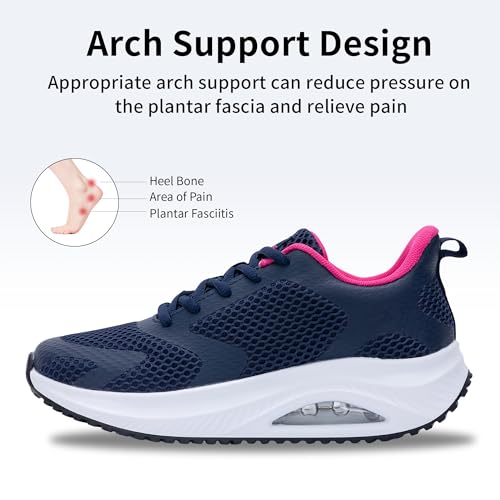 Womens Plantar Fasciitis Tennis Shoes Walking Arch Support Orthotic Non Slip Sneakers for Gym Workout Jogging US6-113