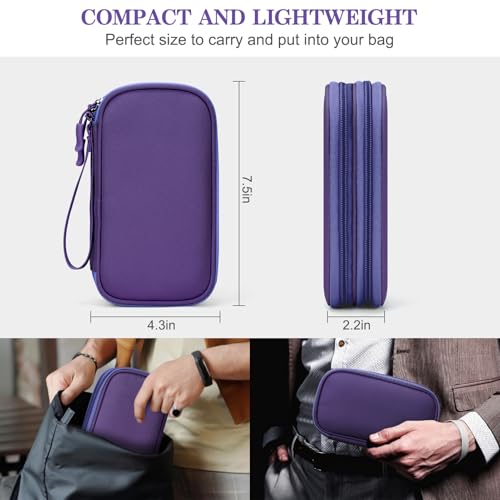 Image of FYY Electronic Organizer, Travel Cable Organizer Bag Pouch Electronic Accessories Carry Case Portable Waterproof Double Layers All-in-One Storage Bag for Cable, Cord, Charger, Phone, Earphone Purple