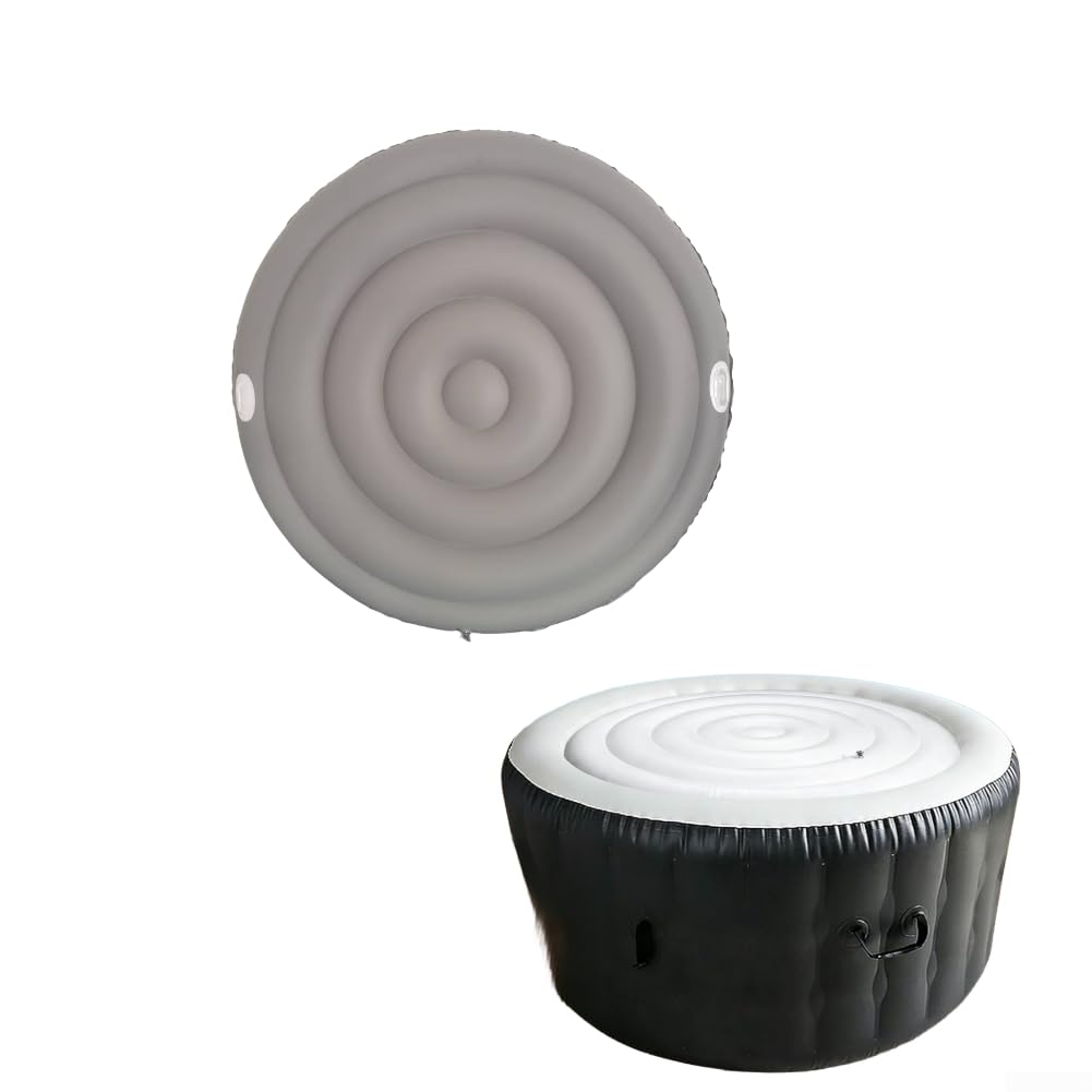 Bâche de piscine gonflable d'extérieur en PVC pour piscine ronde, couvercle étanche et résistant aux débris pour jacuzzi ou spa, installation simple (165 cm avec poignée)