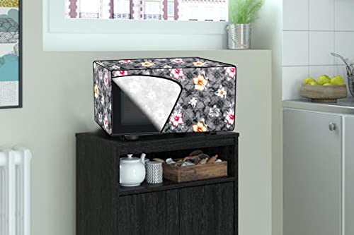 Image of Stylista Microwave Oven Cover for LG 28 L Convection Microwave Oven MJ2886BFUM Floral Pattern Grey