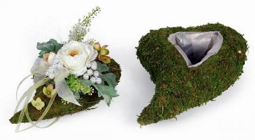 Freese Moos-Pflanzherz, 26 cm, geschwungen in Herz-Form, oval, für Innen-...