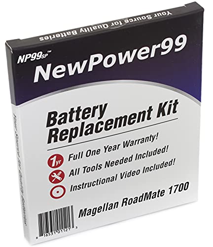 NP99sp NewPower99 Battery Replacement Kit for Magellan RoadMate 1700 and 1700LM with Tools, Video Instructions, Long Life Battery
