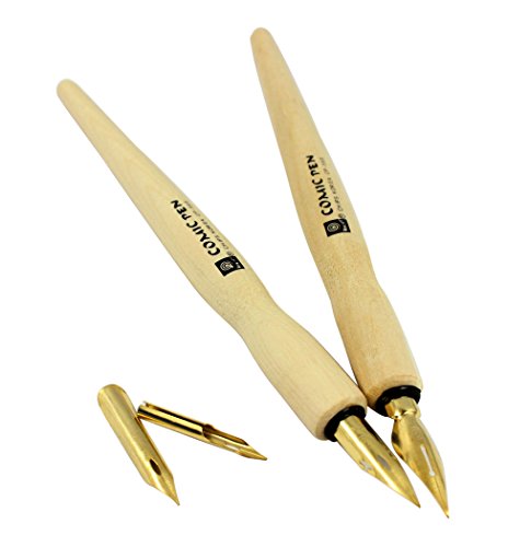 Hillento Comic Dip Pen Set, 4 Wooden Pen Handler Artist Cartoon Pen Set Calligraphy Dip Pens With 8 Nibs - Great For Manga/Comic/Calligraphy/Word Art/Pen-And-Ink Drawing #TOP5