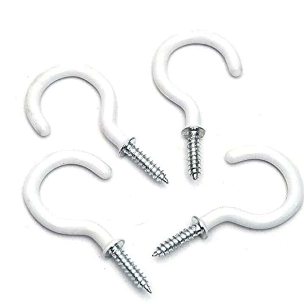 Merriway White Bh04765 (5 Pcs) Cup Hook Plastic Coated 32 Mm - Pack Of 5 Pieces