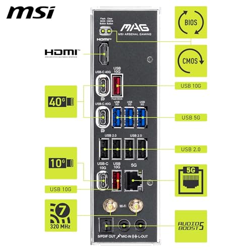 Image of MSI MAG X870E Tomahawk MAX WiFi Motherboard, ATX - Supports AMD Ryzen 9000 /8000 / 7000 Processors, AM5 - DDR5 Memory Boost (up to 8400+ MT /s OC), PCIe 5.0 x16, 2X M.2 Gen5, Wi-Fi 7, 5G LAN