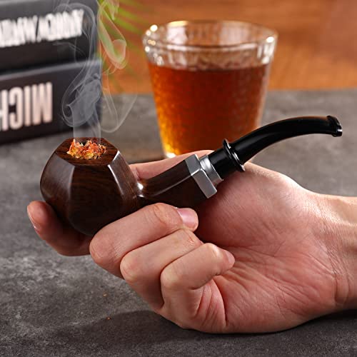 Smoking Gift Set and Accessories Handmade Ebon Wood Smoking Pipe, Perfect Beginner Pipe Kit 9mm Pipe Filter and Smoking Accessories