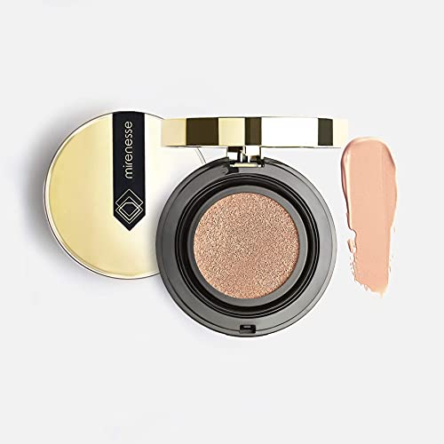 Mirenesse 10 Collagen Cushion Compact Airbrush Foundation Liquid Powder, Buildable Coverage, Instantly Flawless & Glowing Skin, Vegan & Toxin Free, Mocha 0.52oz