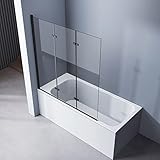 Duschwand Badewanne aus starkem 6mm Einschieben-Sicherheitsglas (ESG) nach DIN EN 12150 / CE geprüft; Beidseitige Nano-Beschichtung: gegen Kalk- und Schmutzablagerungen (Lotus-Effekt).