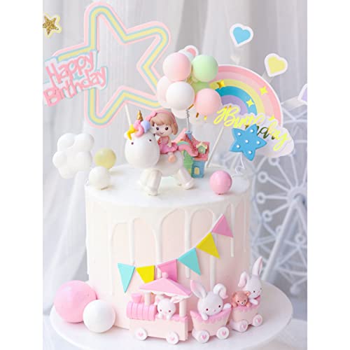 Newmemo 30 Pieces Balloon Cake Topper Mini Colorful Balloon Cake Picks Balloon Cupcake Topper Balloon Cluster Cake Topper Picks Ball Cake & Cupcake Decoration Insert For Dollhouse Baby Shower Party #TOP4