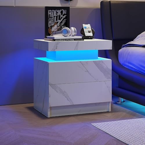 The Bedside Table Comes with LED Lights, Modern Style with