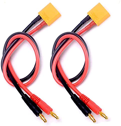Xingkang Pack de 2 câbles de Charge XT90 à 4 mm Adaptateur de Prise Banane câble de Charge 30 cm 11.8 Pouces lipo câble de Charge de Batterie pour FPV RC Alimentation hélicoptère Quadcopter Cover