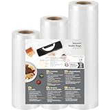 Sacchetti Sottovuoto Alimenti 3 Rotoli 20/25/28x300cm, Sacchetti Sottovuoto per Macchina Sottovuoto e Sous Vide Cucina, Buste Sottovuoto Alimenti Senza BPA