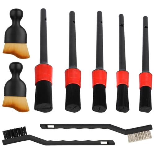 Taasmoog Detailing Brush, 9 PCS Car Detailing Brush Set 7 Different Size Car Detailing Brushes Car Brush Interior Soft Dust Removal Brushes Tool for Wheels Interior Trim Air Vents