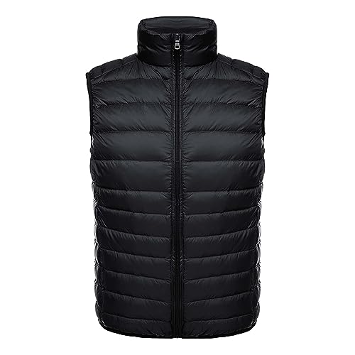 Men's Puffer Vest Windproof Winter Outdoor Zipper Sleeveless Warm Puffey Jacket Lightweight Packable Puffer Vest