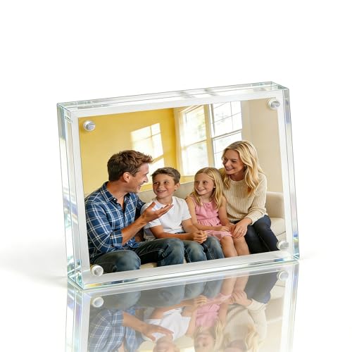 YAHQNIG 3x4 Acrylic Magnetic Picture Frame Clear Double Sided Standing Frameless Photo Frame for Displaying Size 2.95x4.13 Pictures(1 Piece)