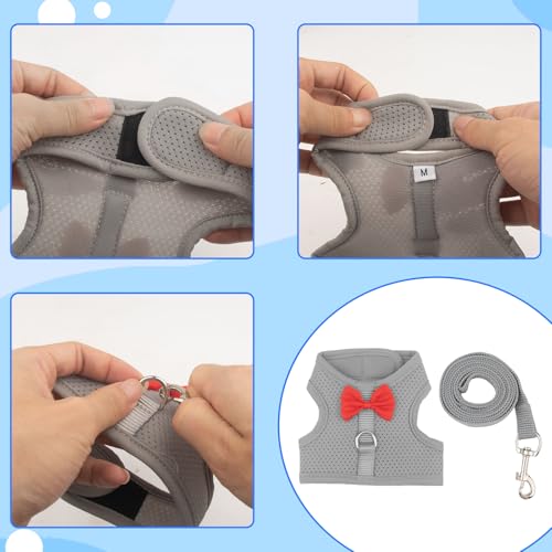 Image of Bunny Rabbit Harness with Leash, Cute Grey Adjustable Mesh Vest for Bunnies Ferret Small Pig & Squirrel Bunny Leash Vest Mesh for Walking for 5.5-10Lb Bunnies
