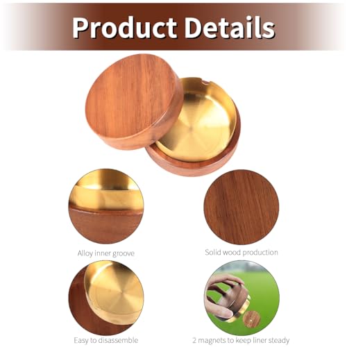 Aschenbecher für Draussen Holz 90mm, RUNEAY Nussbaum Aschenbecher mit Deckel und Herausnehmbare Edelstahl Auskleidung, Aschenbecher für Auto Büro Wohnzimmer, Geschenke für Männer, Opa, Papa, Ehemann