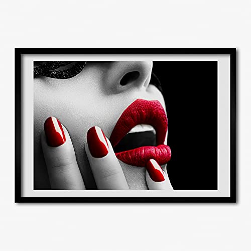Cadre en Bois Moderne Tulup Masque De Dentelle 70x50 cm : Décoration Murale Prête à Poser