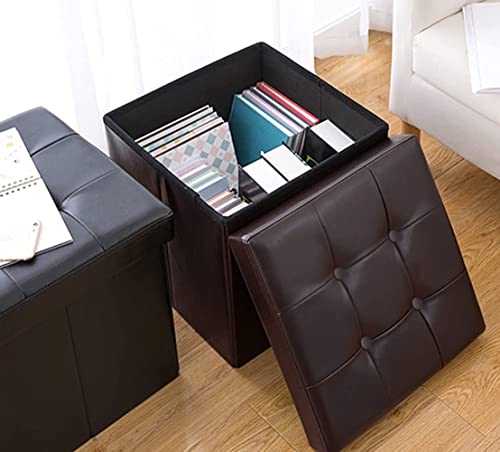 image for Onlinedisplay Storage Ottoman Faux Leather Pouf Foldable Square Foot R