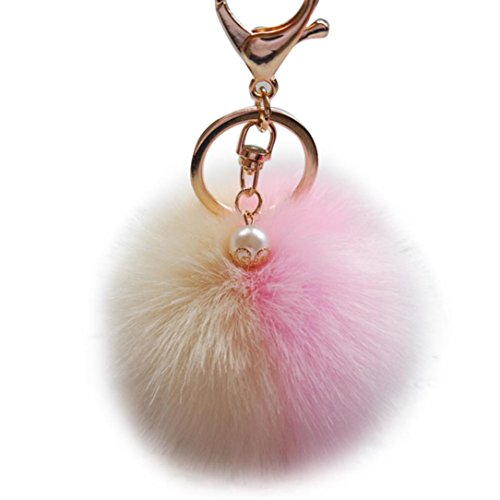 Bestpriceam Rabbit Fur Ball Keychain Bag Plush Car Key Ring Car Key Pendant (M)