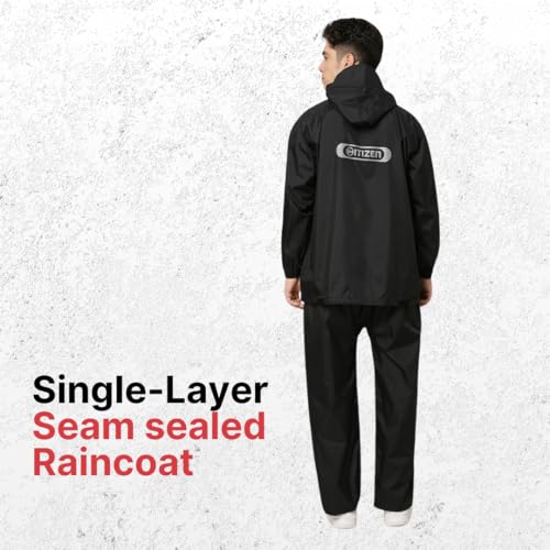 Image of Citizen Explorer Raincoat for Men with Waterproof Pant, Adjustable Inbuilt Hood & Carry Bag | Poly Rubberized PVC Coated Fabric | Durable & Lightweight Rainsuit