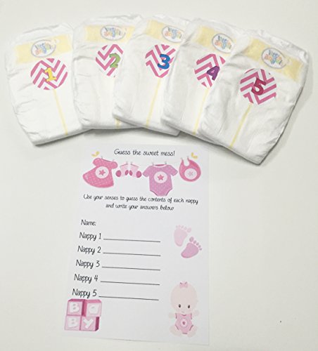 Rainbow Sensation Dirty Nappy Baby Shower Game 10 20 30 Players Girl Boy Neutral Game Prize (30 Players, Pink - Girl)