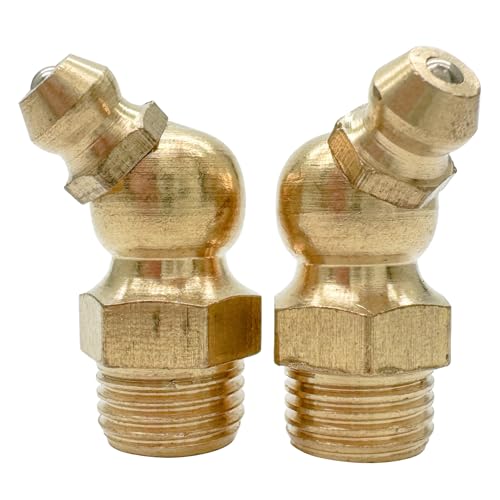 Image of 10Pcs Brass Hydraulic Grease Nipple Fitting,M10 x 1mm Metric Thread 45 Degree Angled Brass Hydraulic Grease Nipple Fitting,Hydraulic Grease Fitting Accessories
