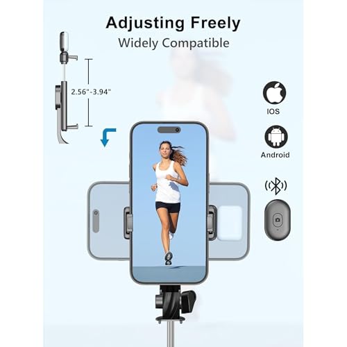 Image of 3-in-1 Bluetooth Selfie Stick Tripod with Rechargeable LED Light & Wireless Remote, Extendable Phone Stand with Dual Brightness for Makeup, Photoshoots & Vlogging,for iPhone & Android