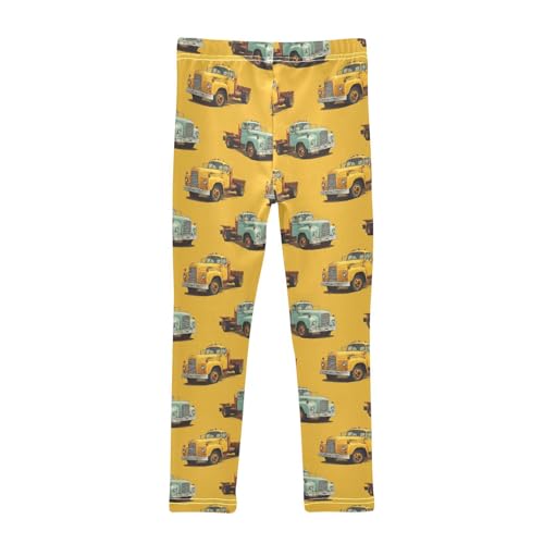 Girls Leggings Under Construction Transport Trucks Yellow Soft Toddler Leggings for Girls Kids Pants Size 4T-10T2