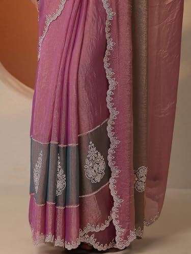 Image of Libas Embellished Silk Blend Saree With Unstitched Blouse Piece