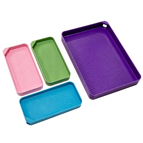 4 Pcs Diamond Art Trays & Rhinestone Sorting Trays Large Plastic Bead Organizer for Diamond Painting DIY Crafts and Jewelry Making Accessories