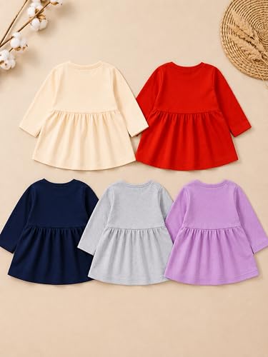 Image of Kidbee Baby Girls A-Line Dress Combo Pack of 5 | Printed Cotton Blend Frocks | Multicolor | Newborn, Infant & Toddler