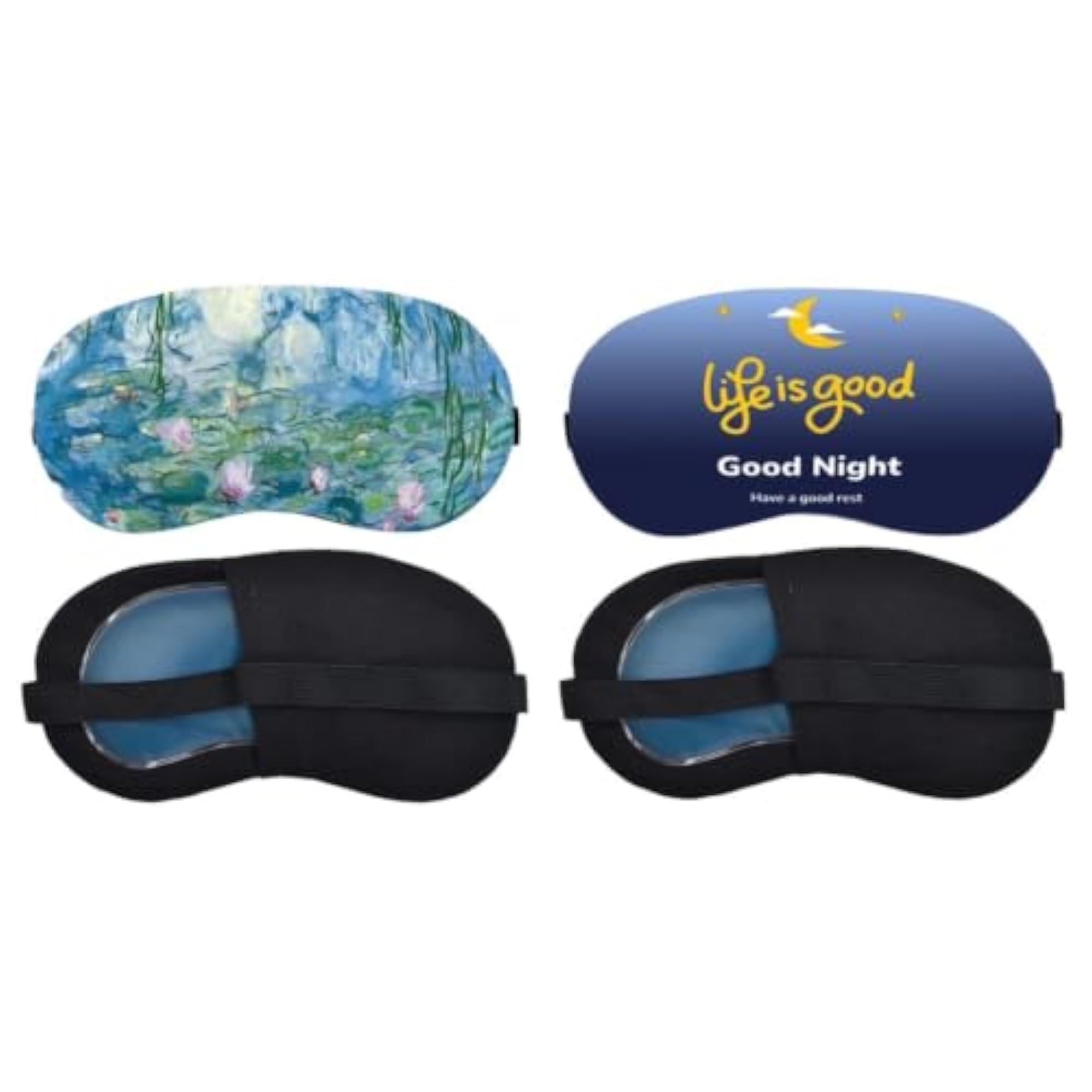 Soft Comfortable Light-Blocking Water Lily Garden Sleeping Mask Combo