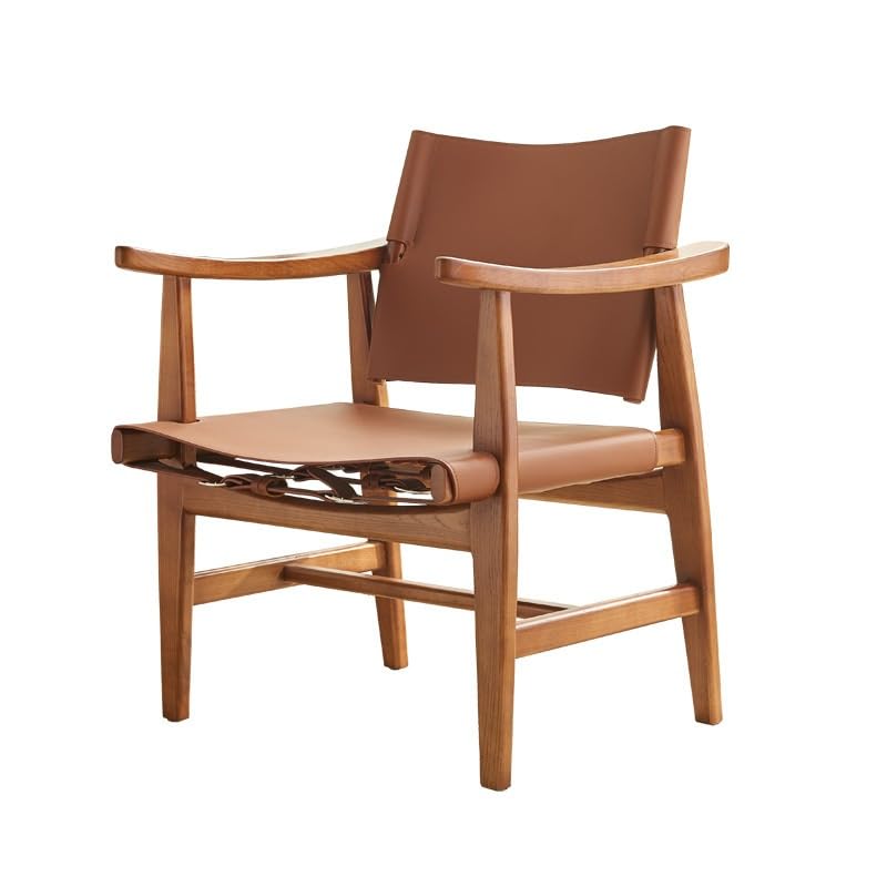 RKVXCJHDR Silla de Oficina Sillón Italiano de Cuero con Forma de Silla de Montar, sillón de Caza de Fresno, sillón reclinable for balcón Silla de Oficina en Casa