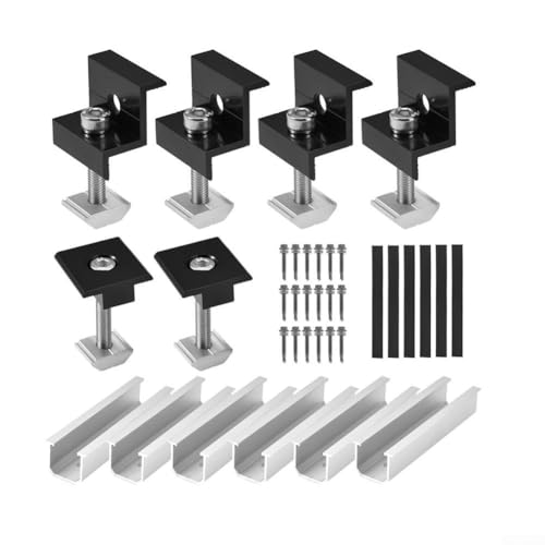 Kit de montage de panneau solaire 12 supports pour toits plats et inclinés avec pinces réglables pour panneaux de 30 à 35 mm d'épaisseur conçus pour éviter les fuites et le glissement du toit