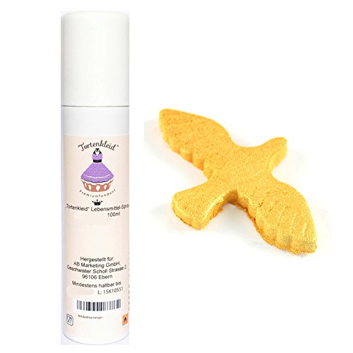 Tortenkleid Spray Comestible- Decorar Chocolate, Papel de azúcar, Fondant, Icing (Oro Brilliante)