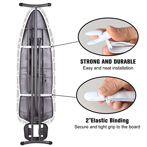 Ironing Board Cover And Pad, Standard Size 15" X 54" Iron Board Replacement Cover, 4 Layers Extra Thick Iron Board Cover Resist Scorching And Staining With Elastic Edge And 2 Fastener Straps #TOP3