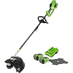 Greenworks 40V Decespugliatore a Batteria con motore Brushless, Imbracatura, Altezza Regolabile, Ampiezza Taglio 40cm, Filo Nylon 2mm, Lama 25cm, 2 Batterie 40V e Caricabatterie GD40BCK2X