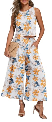 Lepunuo Women's Summer 2 Piece Outfits Crop Sleeveless Top and