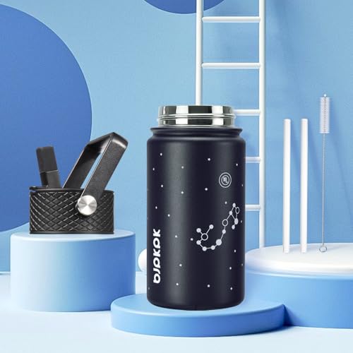 Image of BJPKPK Insulated Water Bottle, 15oz Stainless Steel with Straw Lid