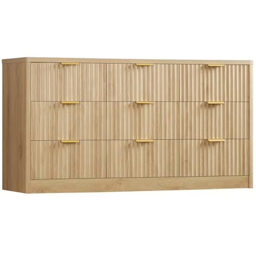 TEENFON 63' Dresser for Bedroom with 9 Drawers, Modern Dressers & Chest of Drawers with Metal...