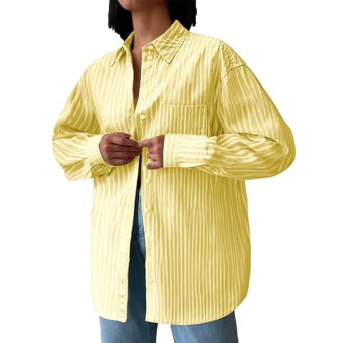 Chemisier décontracté à rayures femme chemise habillée surdimensionnée manches longues A01