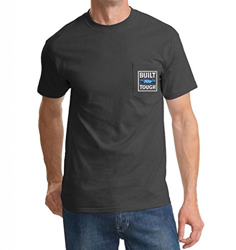 Buy Cool Shirts Mens Built Ford Tough Pocket T-Shirt (Large, Charcoal)
