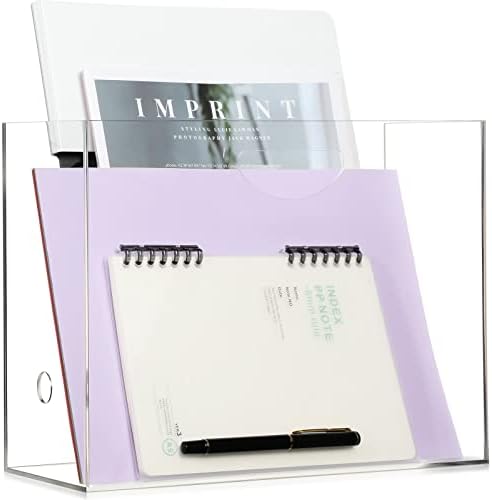 Slim Acrylic File Box with Handles, Clear File Box Organizer, Acrylic Desktop File Box for Home Work Office Desk File Documents Index Business Card Sorting Storage (1 Set)